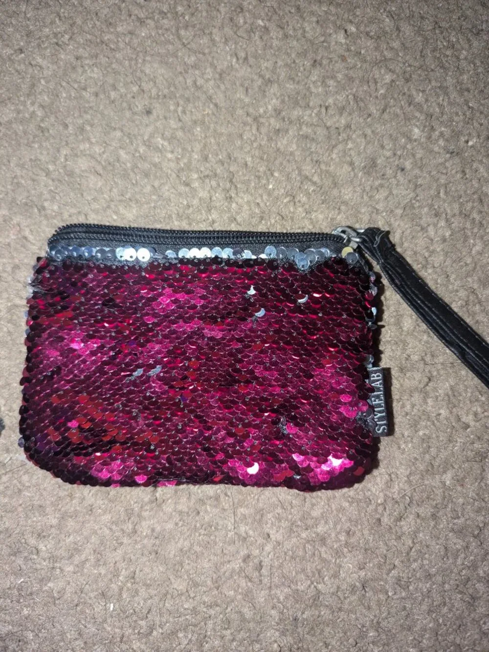 Pink -sliver sequin wristlet